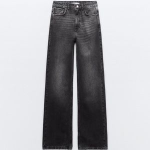 Zara high rise straight jeans color black gray